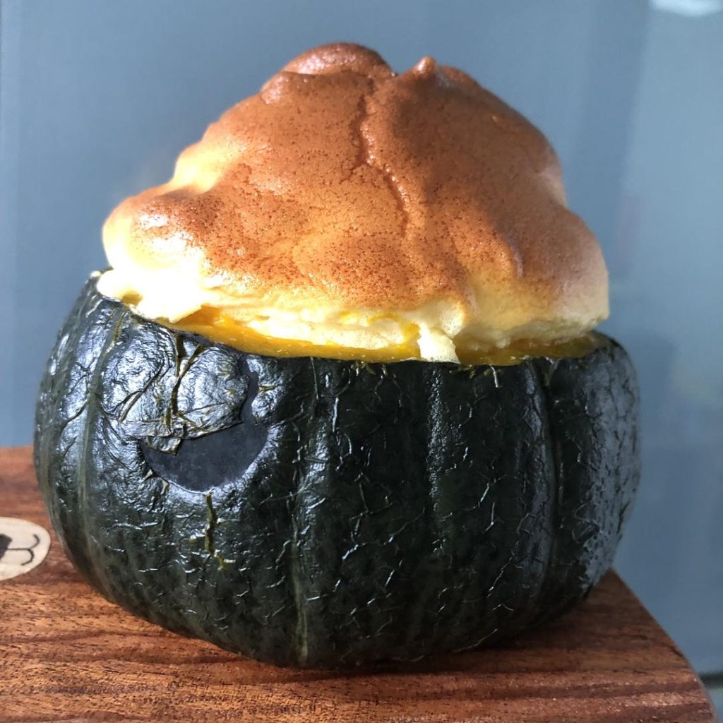 Carefully remove the pumpkin from the oven.