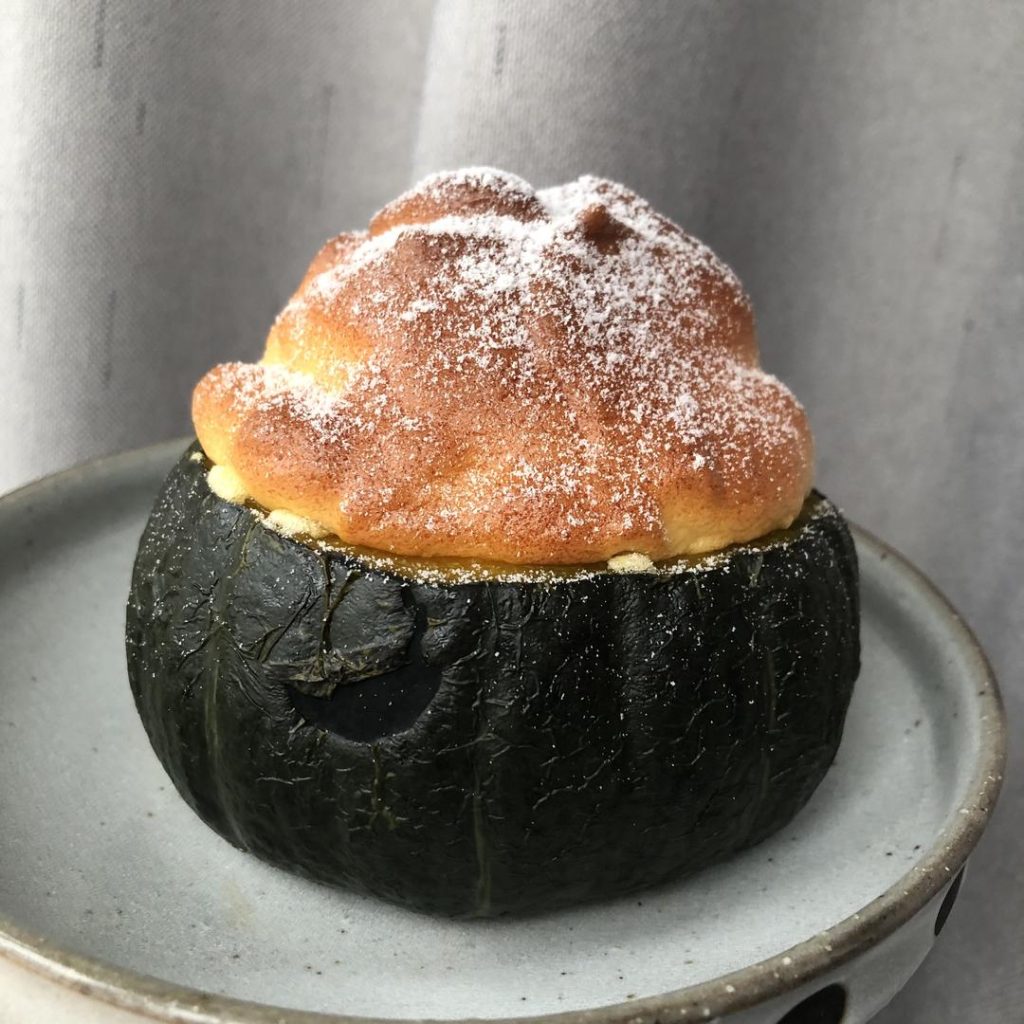 Carefully remove the pumpkin from the oven.