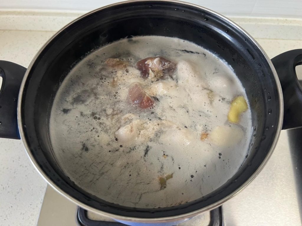 Once boiling, skim off the scum.