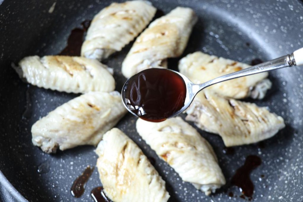 Add the 2 tablespoons of light soy sauce and 1 tablespoon of oyster sauce.