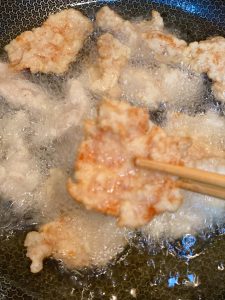 The First Fry (Cooks the pork):