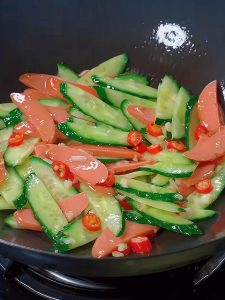 Cook Aromatics & Ham & Cucumber