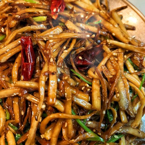 Dry-Fried King Oyster Mushrooms