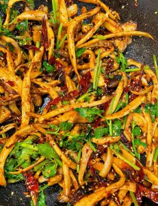 Dry-Fried King Oyster Mushrooms