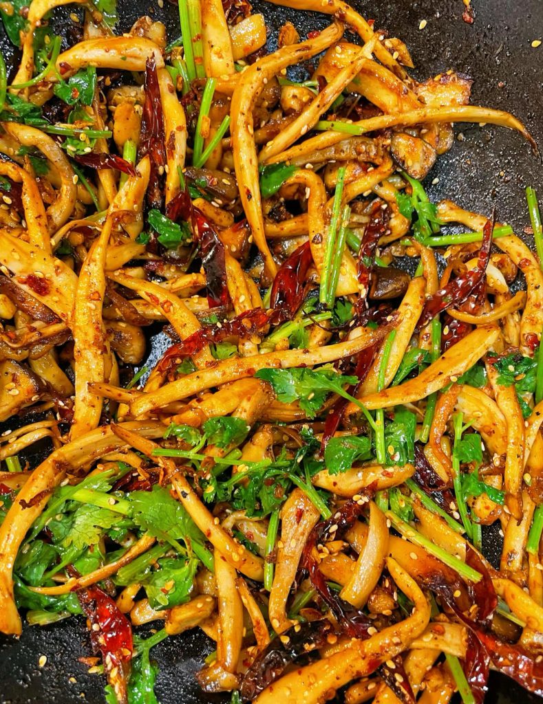 Dry-Fried King Oyster Mushrooms