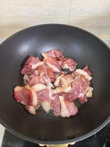 Add the marinated pork