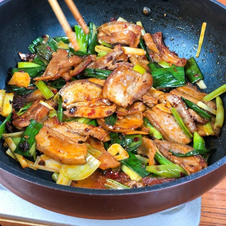Gou Rou Authentic Twice-Cooked Pork (Hui Guo Rou) with Green Garlic - Woks of Love