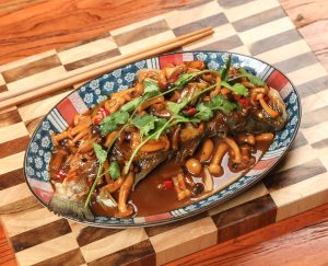 Braised Fish with Mushrooms