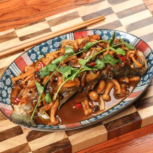 Braised Fish with Mushrooms
