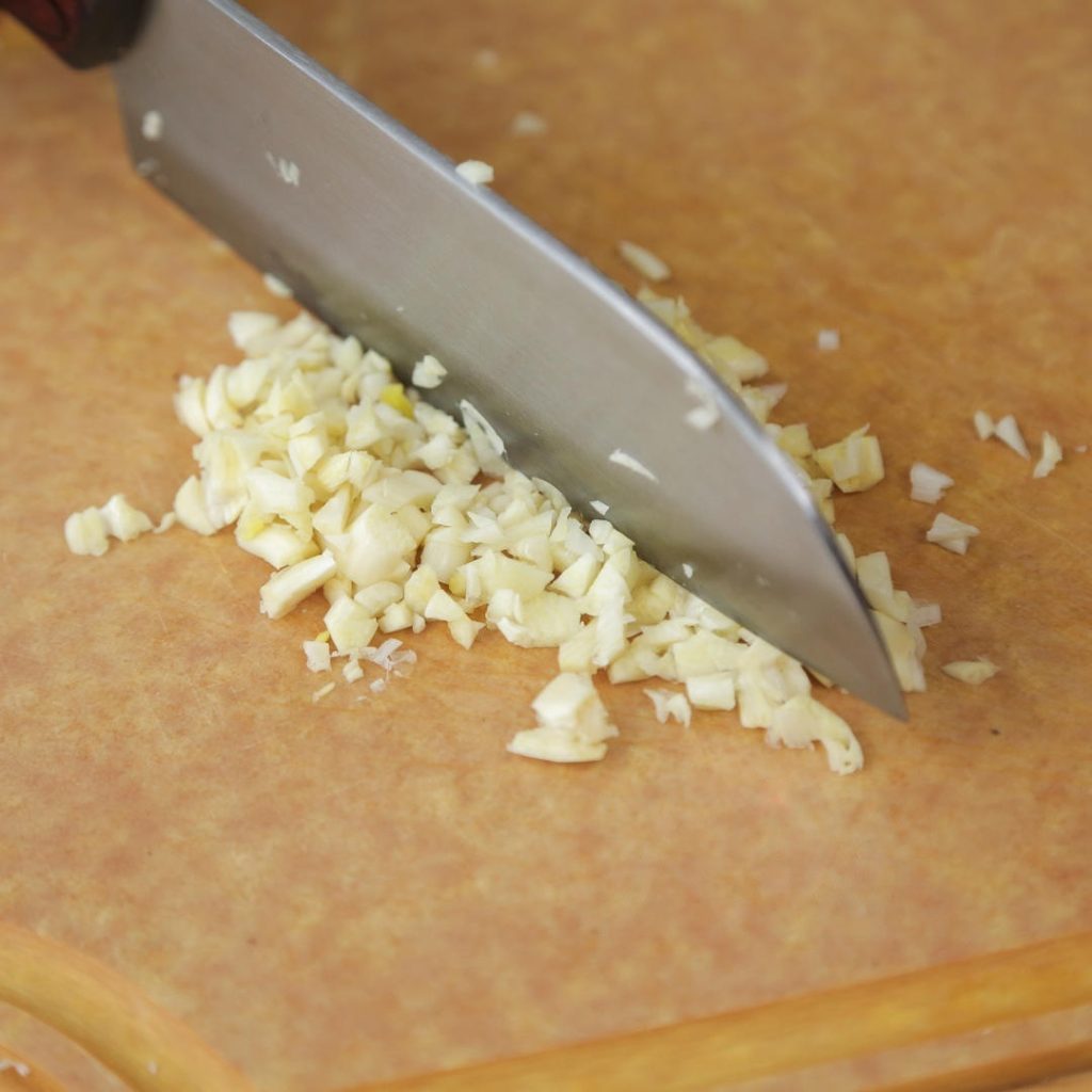 Aromatics: Minced the garlic and set aside. Measure out your cumin powder, cumin seeds, and sesame seeds in a small bowl so they are ready to go.
