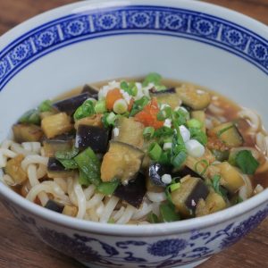 Eggplant and Tomato Noodle Soup