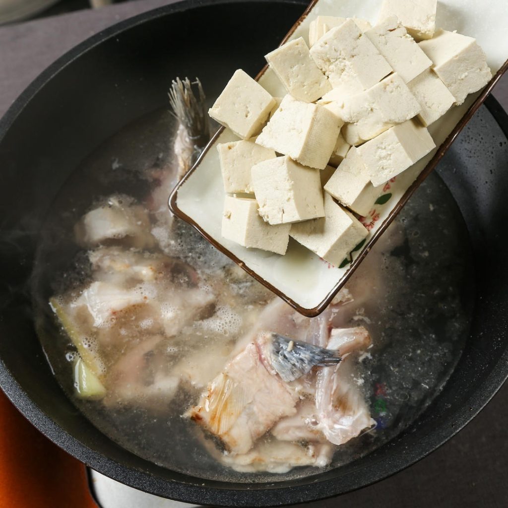 Add the tofu cubes immediately