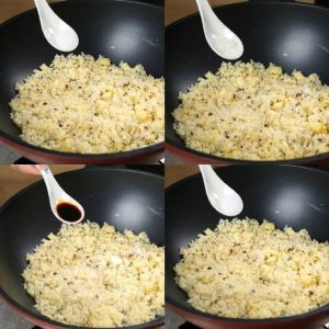 Sprinkle in 1/2 tablespoon of salt, 1/3 tablespoon of MSG (optional but recommended for authentic flavor), 1/3 tablespoon of sugar, and 1/2 tablespoon of Light Soy Sauce.