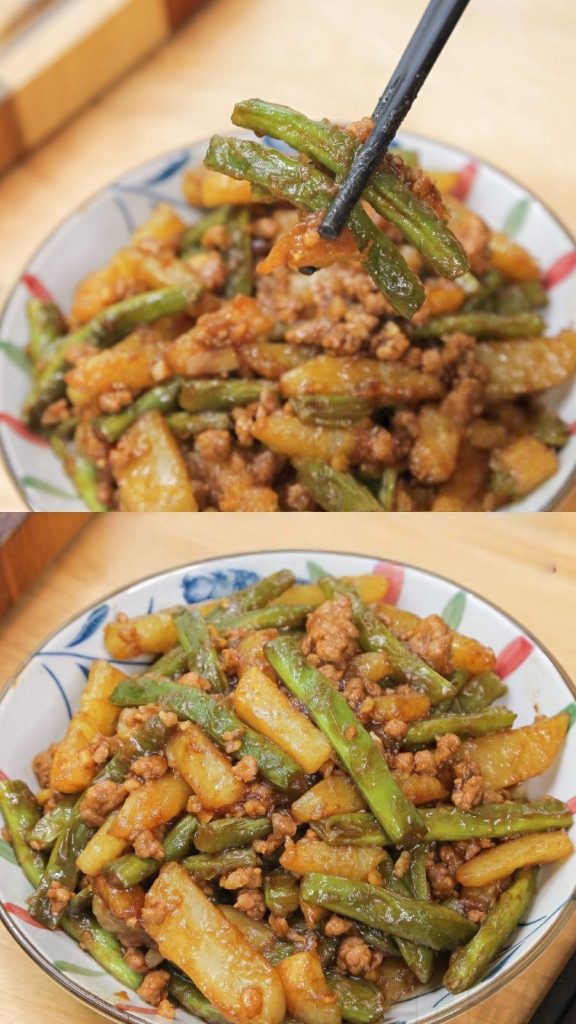 Green Bean and Potato Stir-Fry with Minced Pork