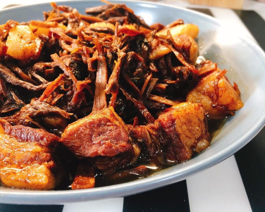 Instant Pot Braised Pork with Preserved Mustard Greens