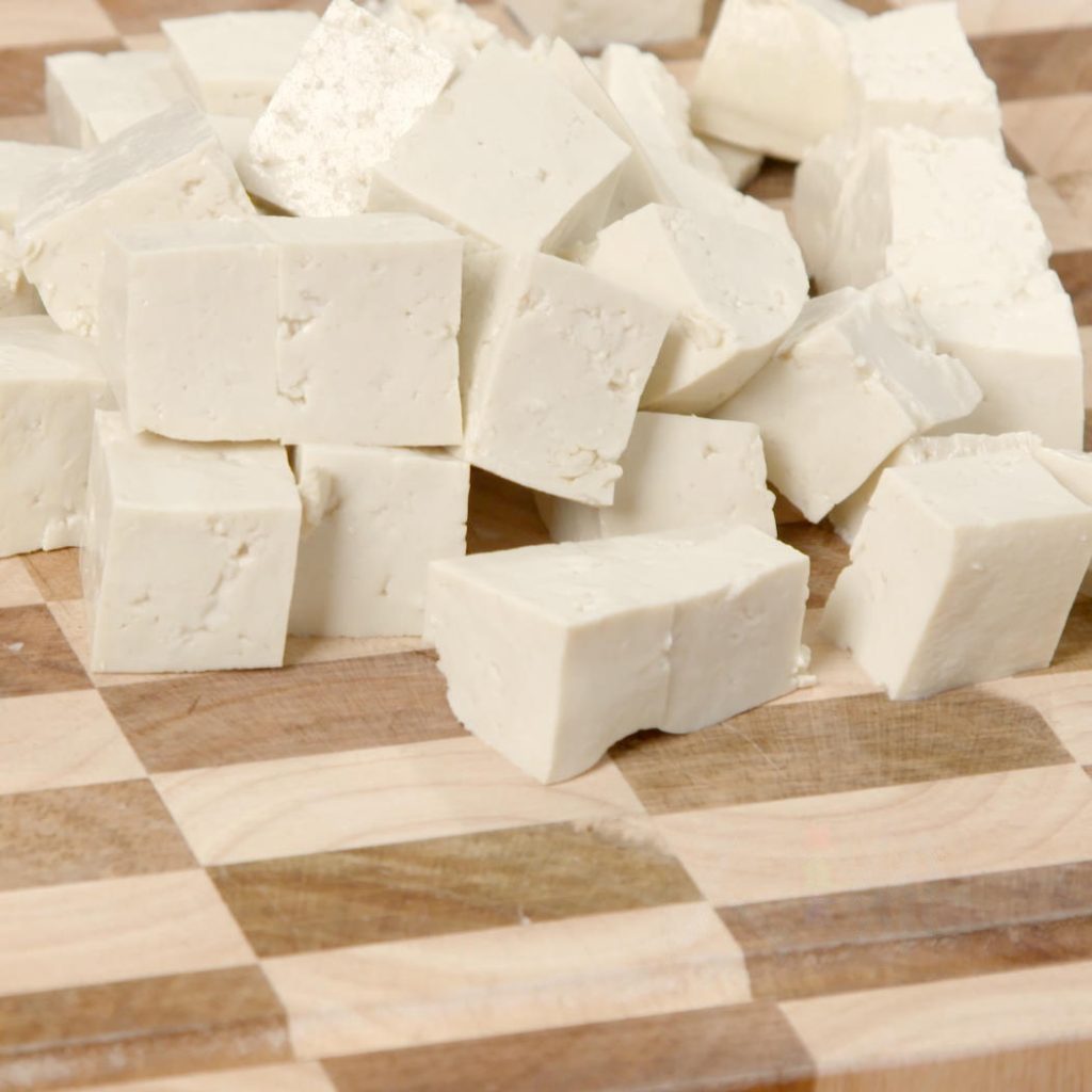 Cut the tofu into uniform cubes, about ¾-inch (2cm) in size.