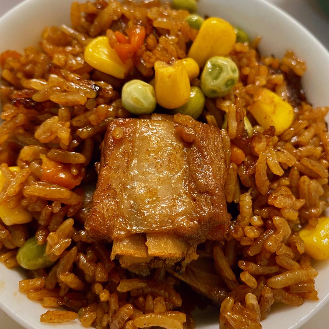 One Pot Rice Cooker Pork Ribs and Rice