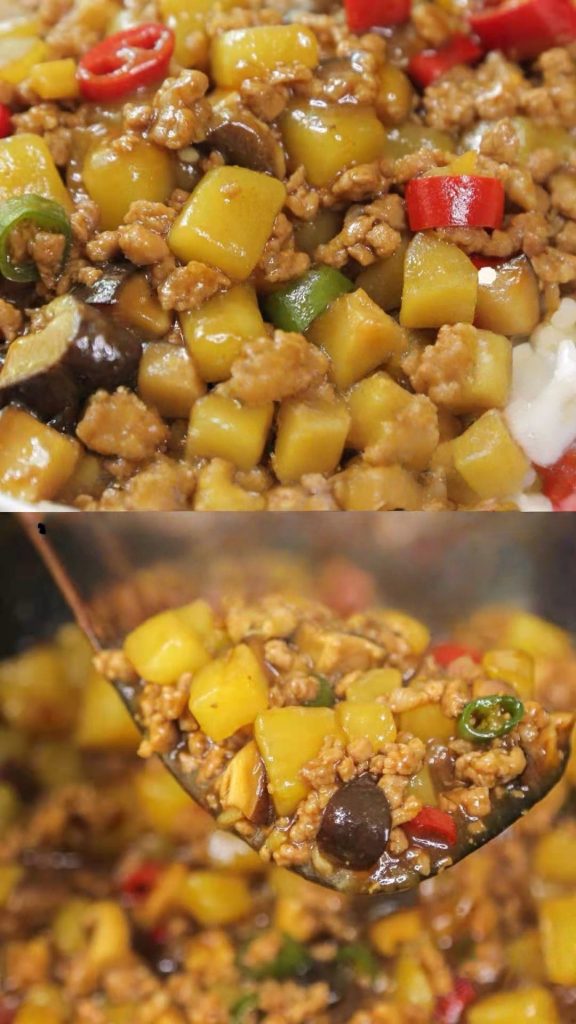 Savory Minced Pork Rice Bowl with Potatoes & Mushrooms (Xianggu Tudou Roumo Banfan)
