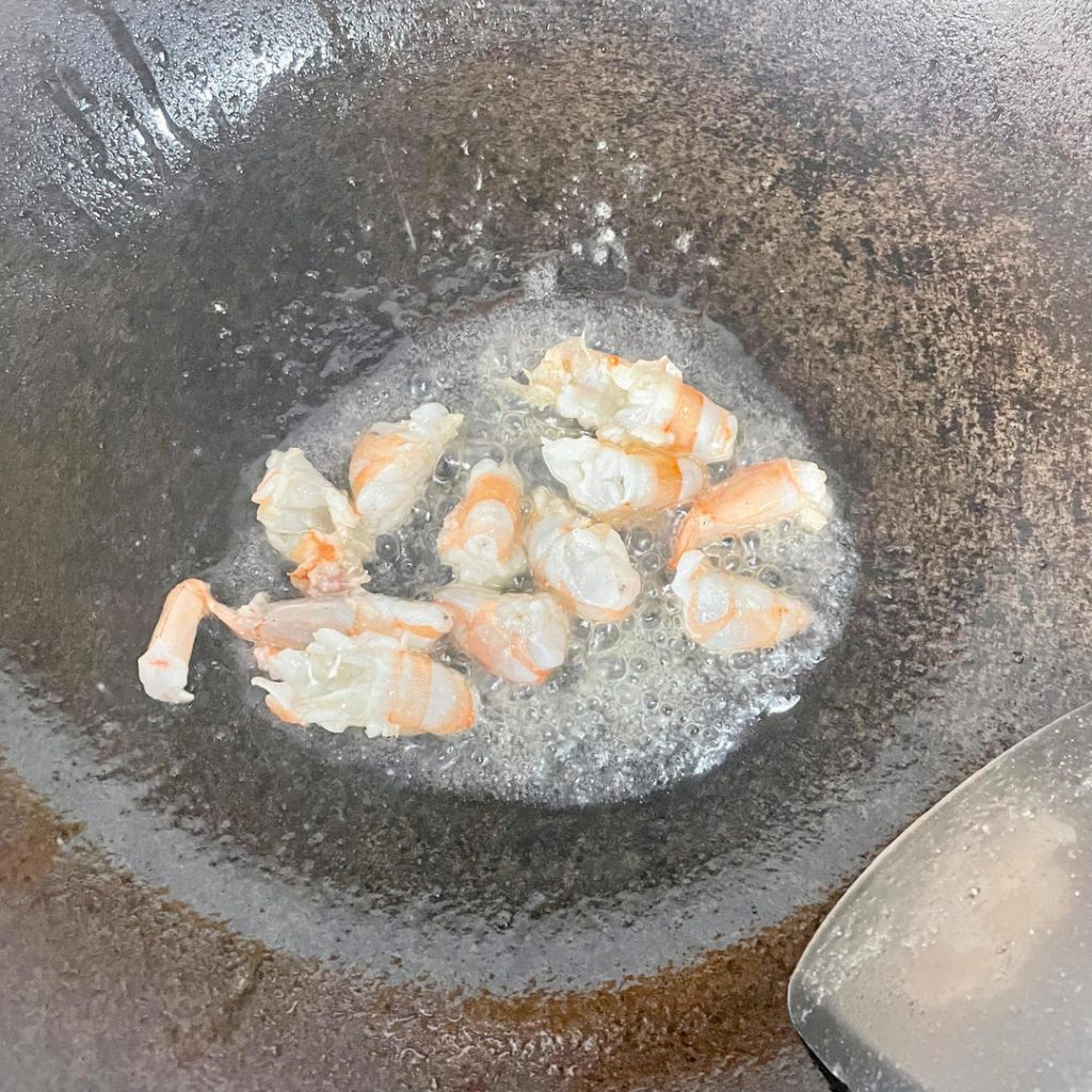 Sear the Shrimp and Veggies