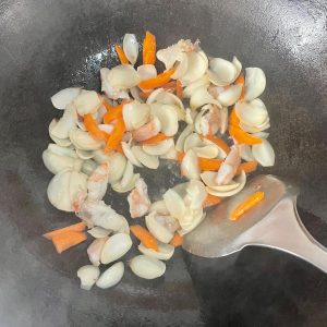 Sear the Shrimp and Veggies