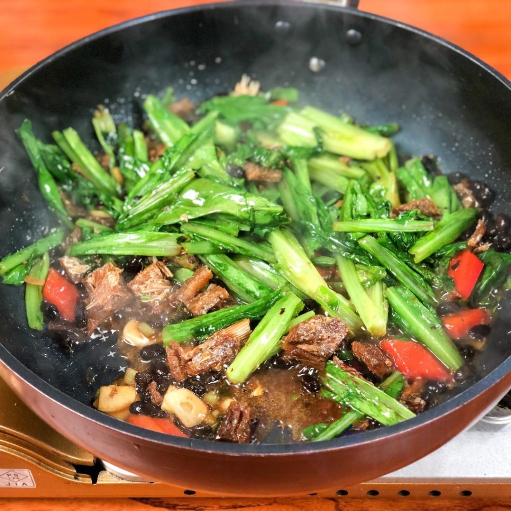 Stir-Fried AA Choy with Fried Dace