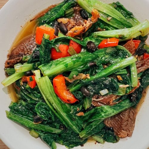 Stir-Fried AA Choy with Fried Dace