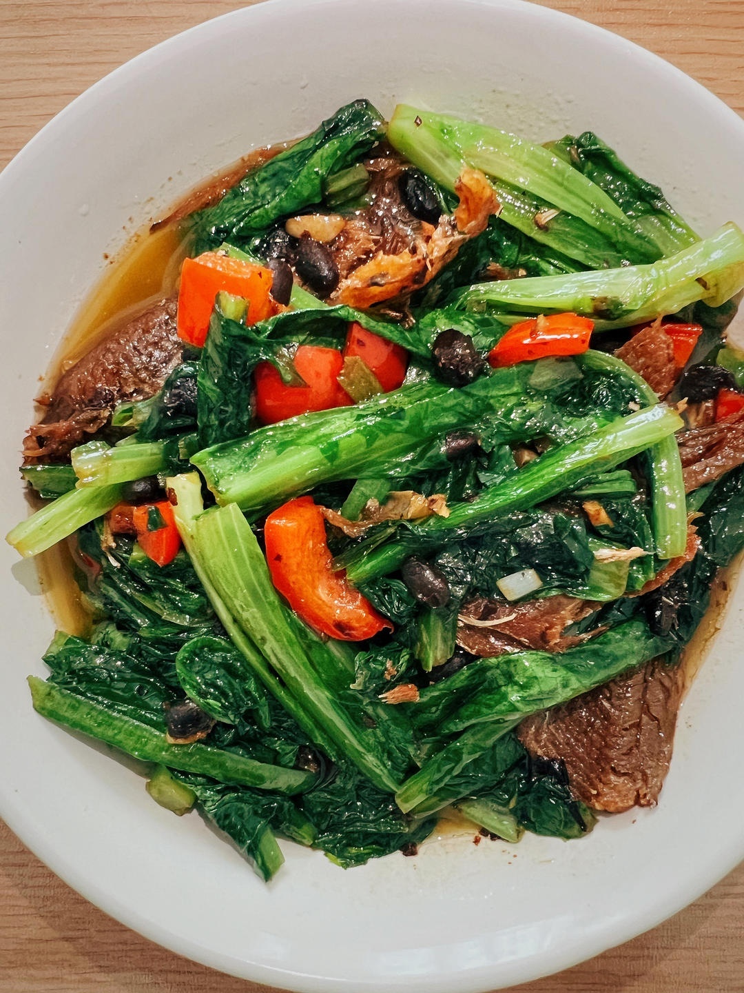 Stir-Fried AA Choy with Fried Dace