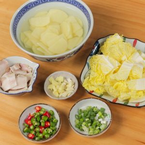 Boil the Pork And Slice the Vegetables And The Soak And Aromatics