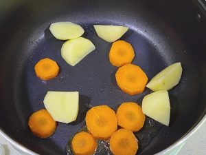 Why? These are the hardest vegetables. Giving them a head start ensures they cook through at the same time as the softer veggies. It also creates those delicious caramelized edges.
