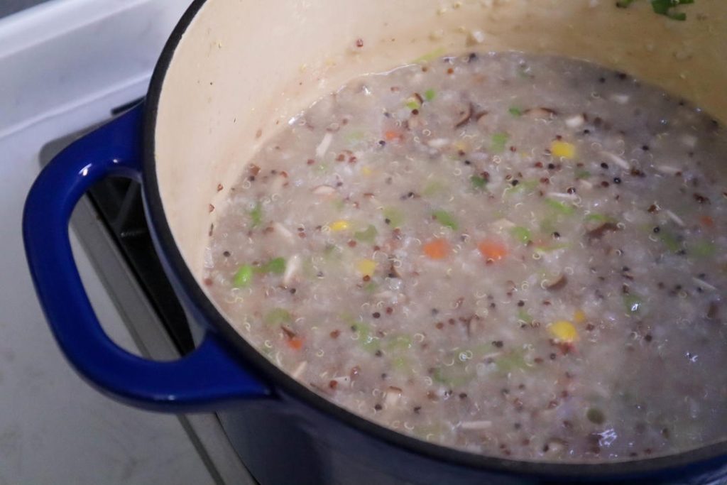 Add the chopped mushrooms, celery, and frozen mixed vegetables. Stir well and cook for 5 minutes.
