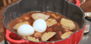 Pour in enough boiling water to cover the ingredients.