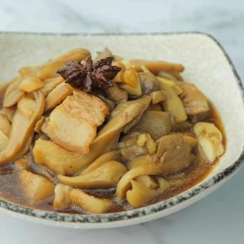 Braised Pork Belly with Oyster Mushrooms