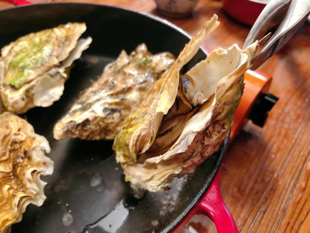Oysters: The method is similar. Place whole oysters (cup side down) in the pan. Cover and roast for about 15 minutes or until the shells pop open slightly.