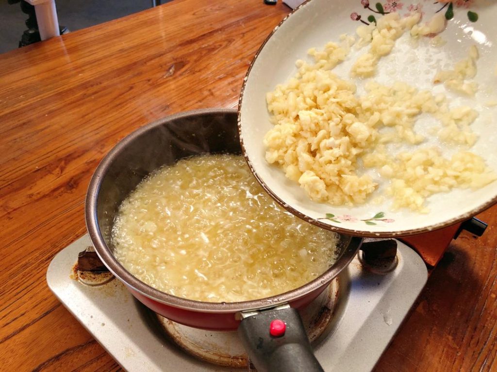 Combine: Turn off the heat. Immediately stir in the remaining 1/3 raw "Silver" garlic.