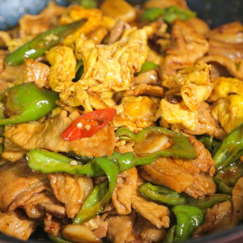 Hunan Pork and Egg Stir Fry with Peppers