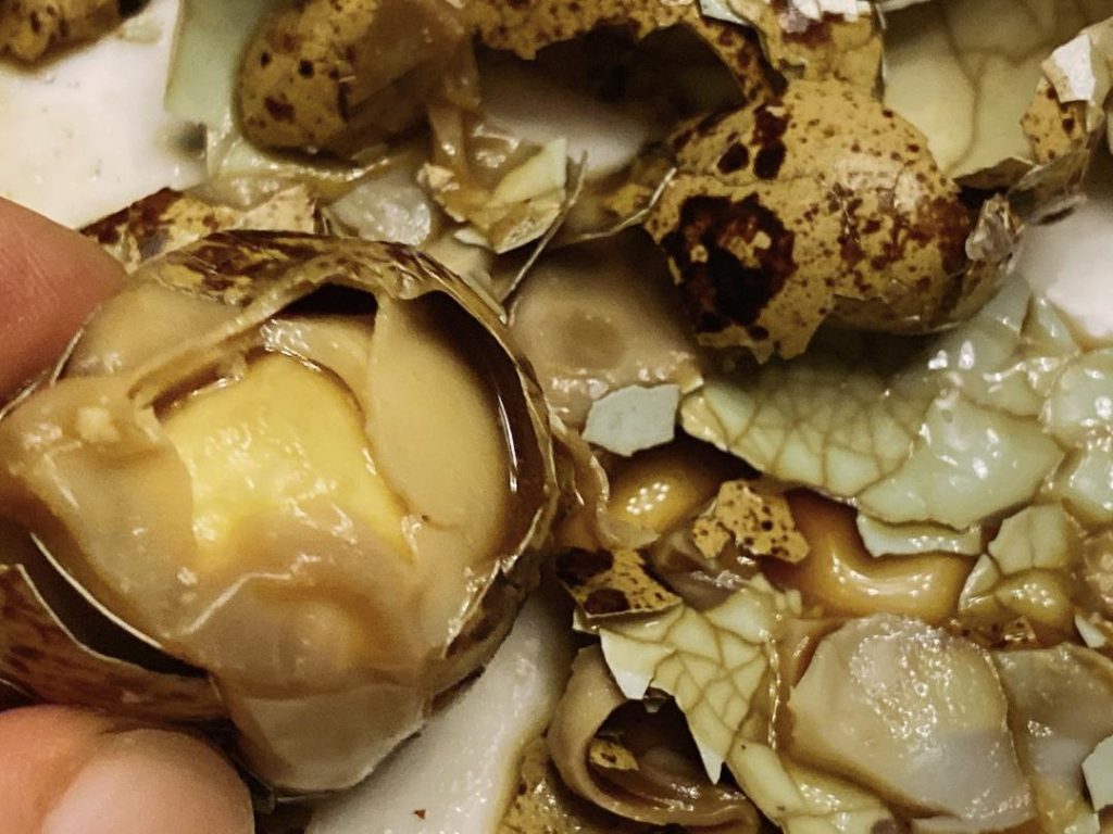 After 1 hour, turn off the heat. Do not remove the eggs! Let them sit in the braising liquid as it cools down to room temperature. For the absolute best flavor, transfer the eggs and the liquid to an airtight container and let them steep in the refrigerator overnight.