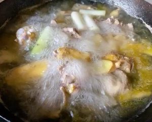 Blanch the Chicken (2 minutes at high heat)