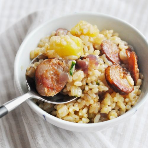 Chinese Sausage and Potato Rice Cooker Meal
