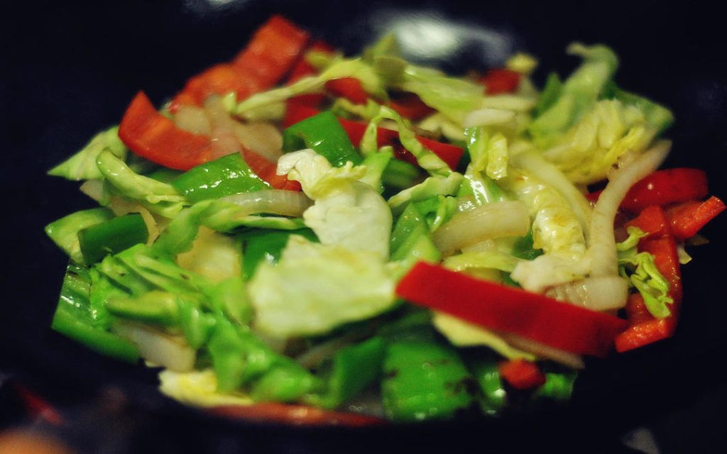 Add Peppers and Cabbage