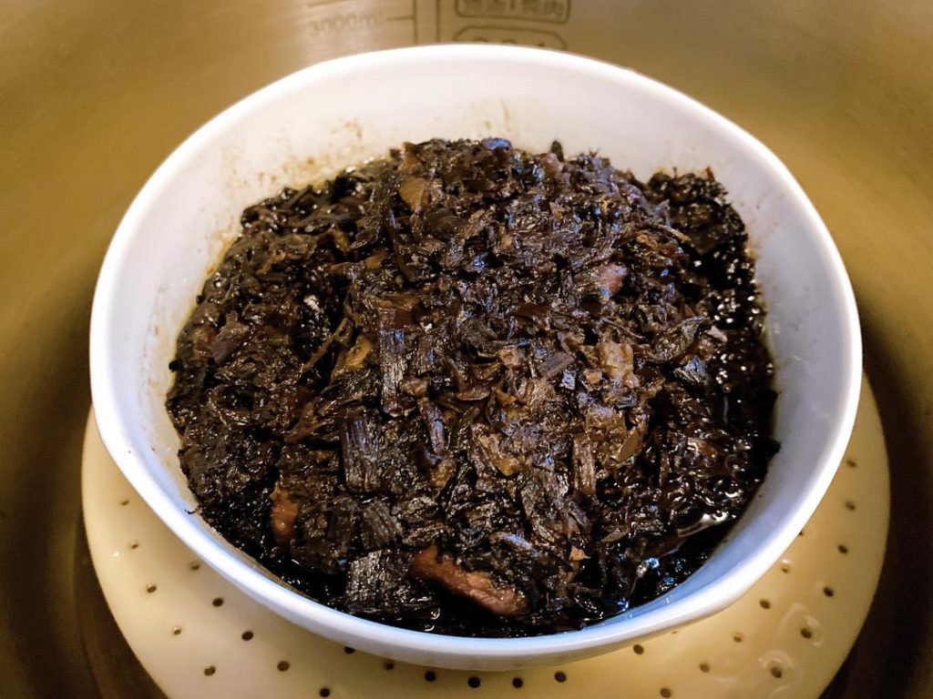 Cover the bowl with a plate or a tight layer of foil (to prevent condensation from watering down the sauce). Steam over boiling water for 1 hour