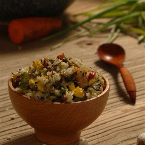 Olive Vegetable Fried Rice with Green Beans & Pork