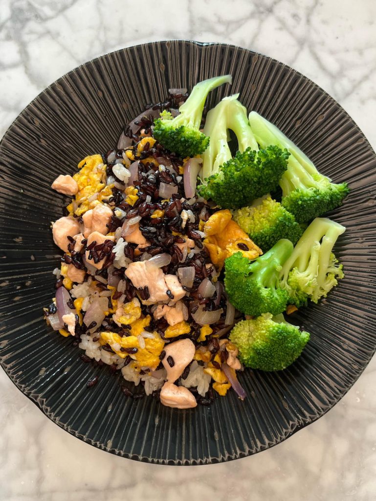 Salmon Fried Rice with Brown Rice