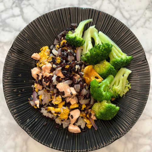 Salmon Fried Rice with Brown Rice