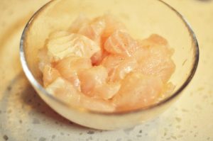 Blanch the Fish Bring a pot of water to a boil. Add the marinated fish pieces. Cook just until they turn opaque and white (about 30-45 seconds). Do not overcook. Immediately remove with a slotted spoon and set aside.