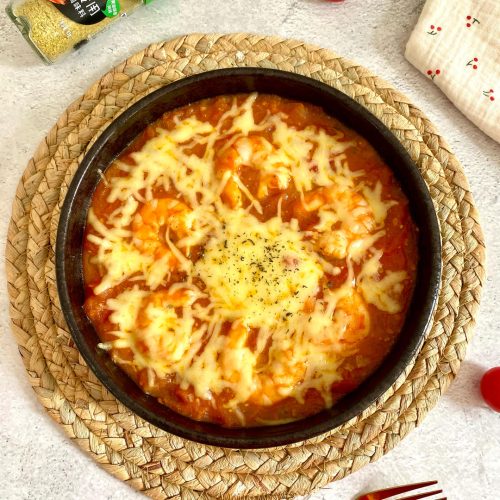 Cheesy Baked Tomato Shrimp