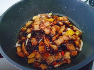Pour in your pre-mixed sauce bowl and stir until the pork is evenly coated.