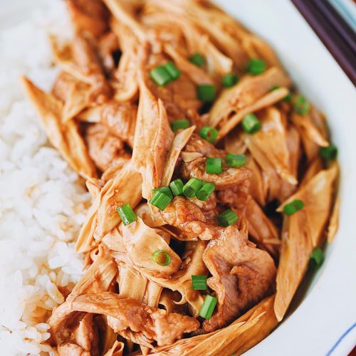 Pork and Bean Curd Skin Rice Bowl