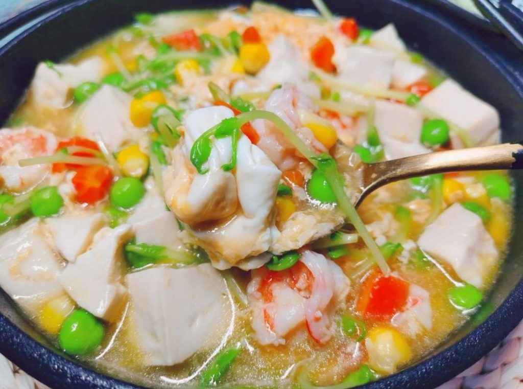 Silken Tofu and Shrimp Soup