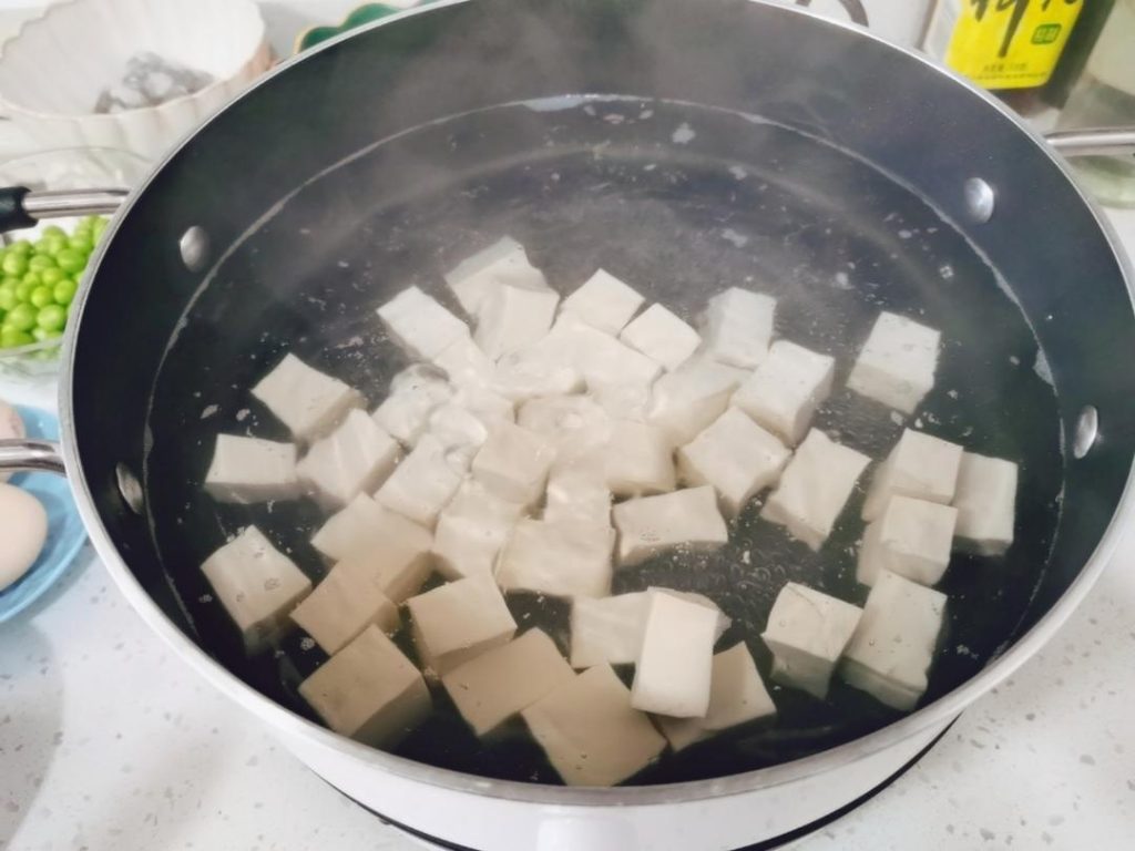 Blanch the Tofu (3 Minutes)