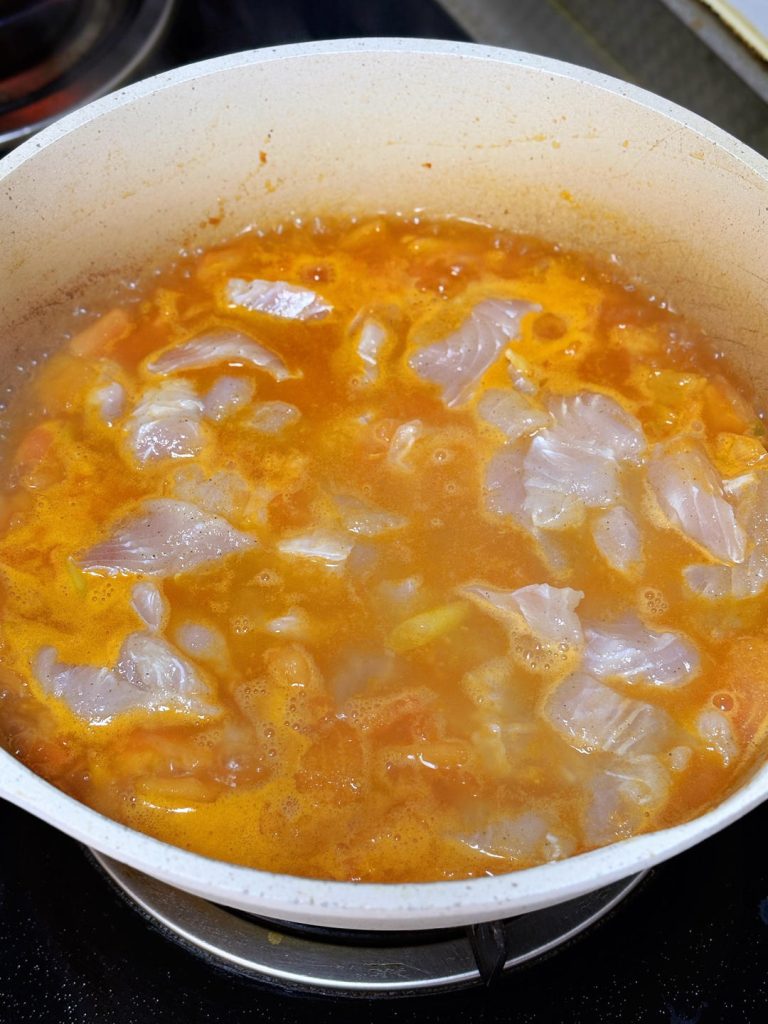 Poach the fish (2-3 minutes, Medium Heat)
